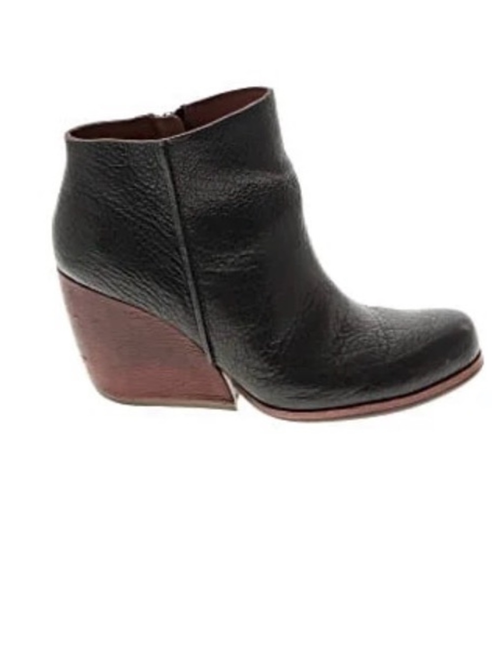 Women’s Black Leather Wedge Ankle Boot